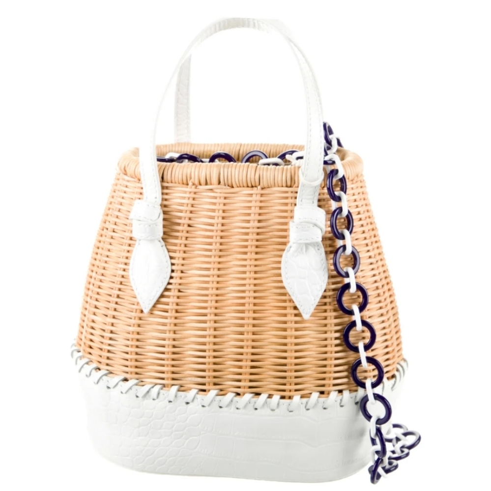 Pamela Munson Bucket BagNeutrals StrawColorblock
